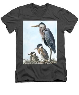 Egret Family V-Neck T-Shirts
