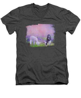 Sheep Grazing V-Neck T-Shirts