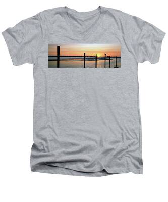 Daytona Beach Sunset Scenic V-Neck T-Shirts