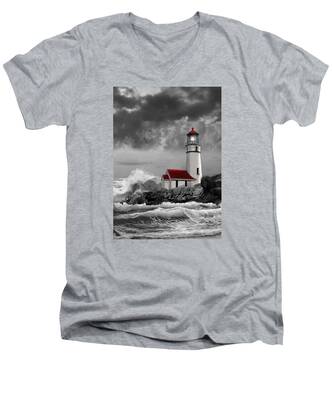 Cape Blanco Lighthouse V-Neck T-Shirts