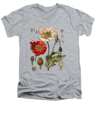 Opium Poppy V-Neck T-Shirts
