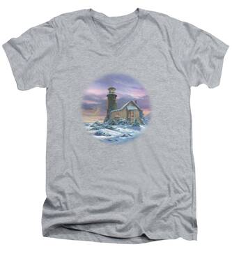 New England Seascape V-Neck T-Shirts