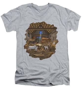 Stone Building V-Neck T-Shirts