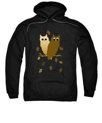 Brown And White Owl Hooded Sweatshirts