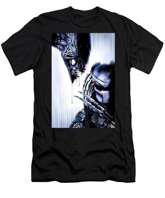 H-Brotaco AVP Alien Vs Predator Movie T-Shirt. Black Shirt Men