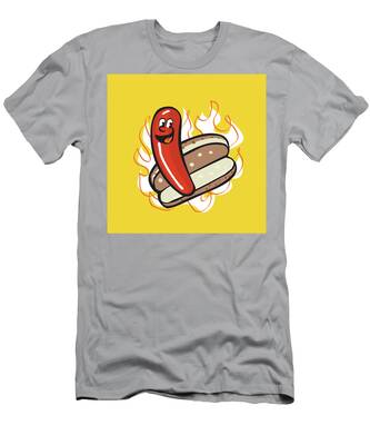 Hot Dog Long Sleeve T-shirt Junk Food Dawg Tee Chest Print Bun Sausage Cool Top 