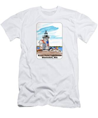 New England Lighthouse Mixed Media T-Shirts