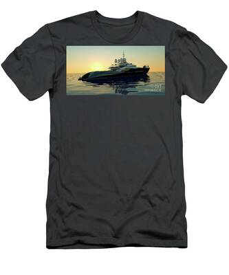 Extremely Detailed And Realistic High Resolution 3d Illustration Of A Luxury Super Yacht With A Helicopter, A Swimming Pool And A Jacuzzi T-Shirt