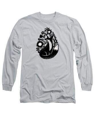 Black And White Sunflower Long Sleeve T-Shirts