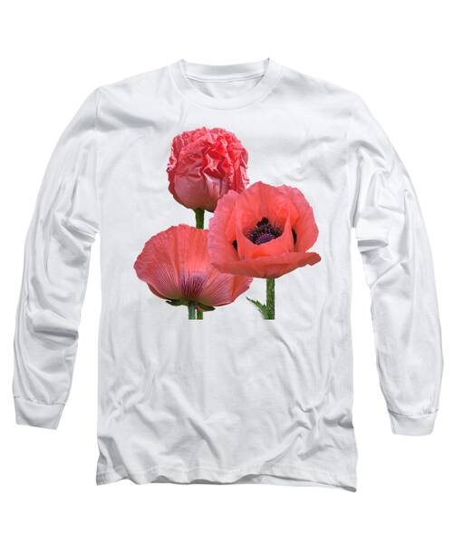 Pink Green Flowers Translucent Long Sleeve T-Shirts