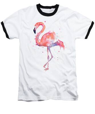 Watercolor Flamingo Baseball T-Shirts