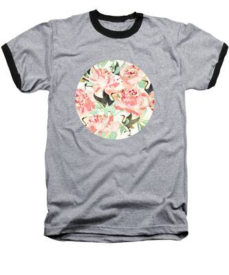 Contemporary Floral Baseball T-Shirts