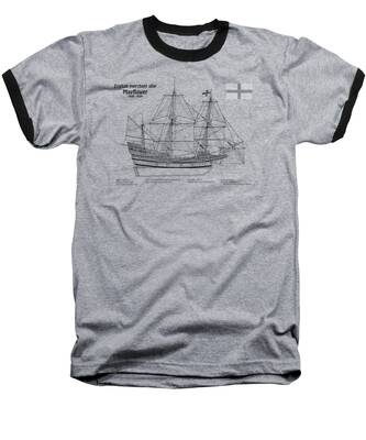 Nautical Blueprint Baseball T-Shirts