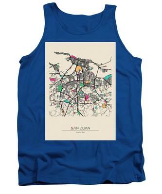 Puerto Rico Colorful Map Tank Tops