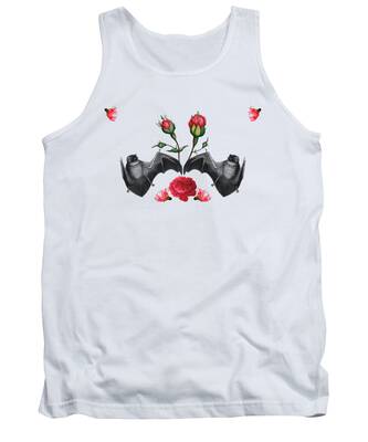 Black And Red Rose Tank Tops