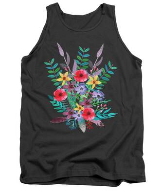 Bright Color Flower Tank Tops