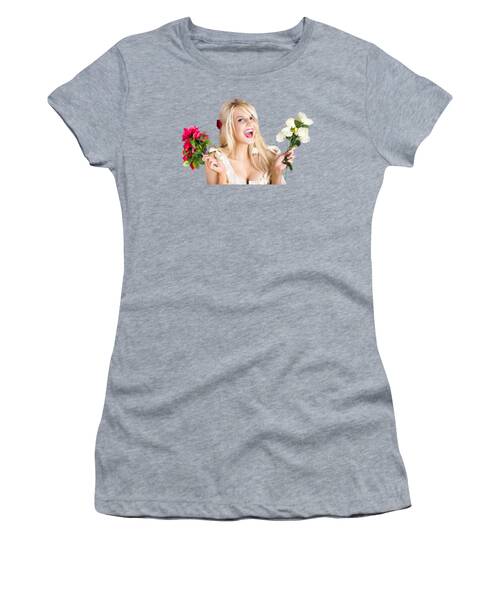 Young Girl With Blossoms Women's T-Shirts