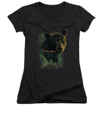 Black Bears Women's V-Neck T-Shirts