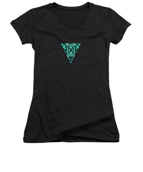 Turquoise Abstract Women's V-Neck T-Shirts