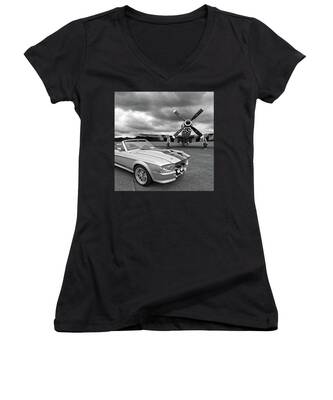 Wings And Wheels Women's V-Neck T-Shirts