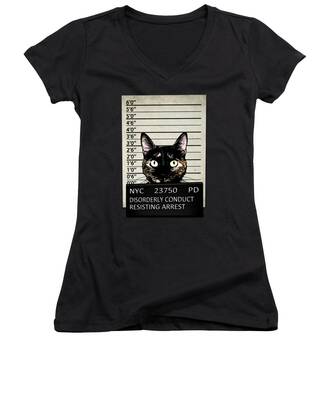 Cute Cat Women's V-Neck T-Shirts
