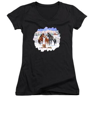 Snow Capped Mountains Women's V-Neck T-Shirts