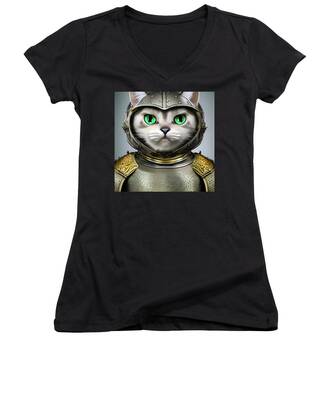 Funny Cat Women's V-Neck T-Shirts