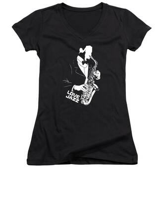 Sax Player Women's V-Neck T-Shirts