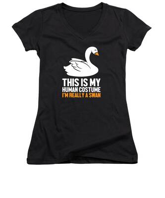Baby Swan Women's V-Neck T-Shirts