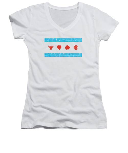 Downtown Chicago Women's V-Neck T-Shirts