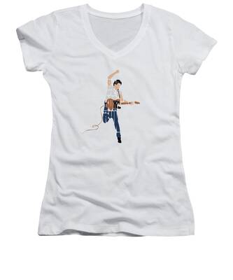 Madison Fedt Synslinie Bruce Springsteen Women's V-Neck T-Shirts for Sale - Pixels