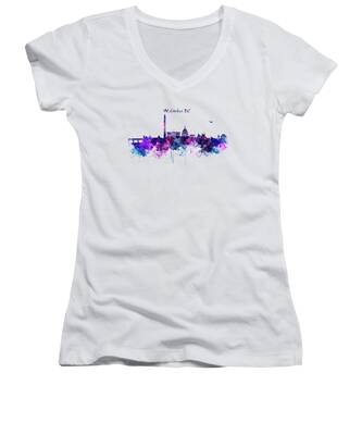 Washington Dc Skyline Women's V-Neck T-Shirts