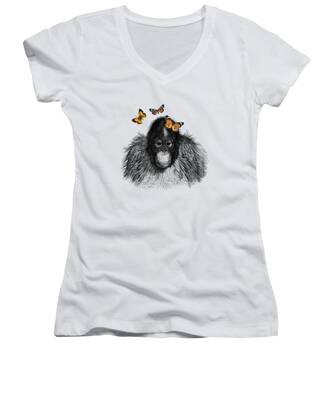 Baby Orangutan Women's V-Neck T-Shirts