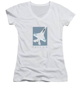 F-16 Falcon Women's V-Neck T-Shirts