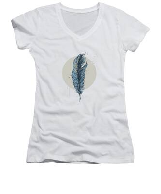 Blue Feather Women's V-Neck T-Shirts