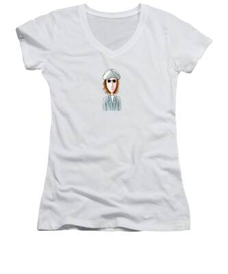 John Lennon Portrait Women's V-Neck T-Shirts