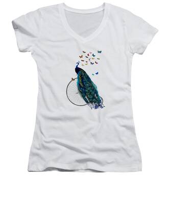 Peacock Tail Women's V-Neck T-Shirts