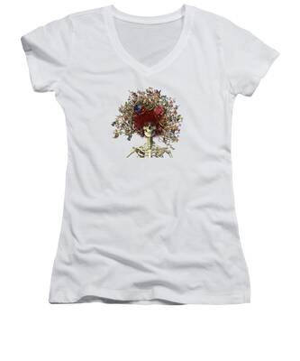Flower Symbolism Women's V-Neck T-Shirts