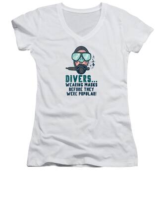 Diving Mask Women's V-Neck T-Shirts