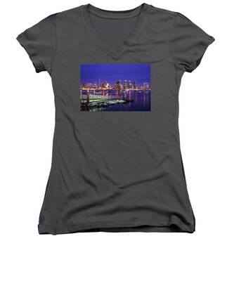 San Diego Harbor Women's V-Neck T-Shirts