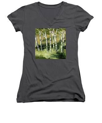 Sunlight Tree Bark Texture Women's V-Neck T-Shirts