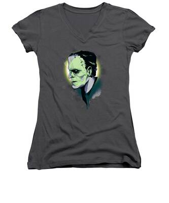 Frankenstein Drawings Women's V-Neck T-Shirts