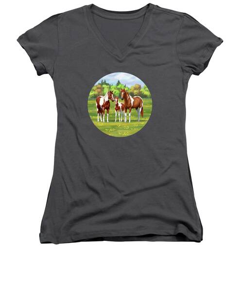 Paint Mare In Field Women's V-Neck T-Shirts