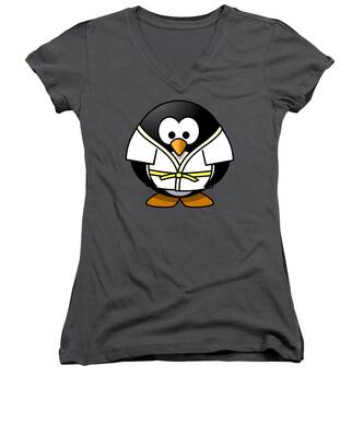 Penguin Cartoon Women's V-Neck T-Shirts