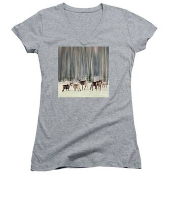 Woodland Caribou Women's V-Neck T-Shirts