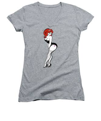 Sexy Model Women's V-Neck T-Shirts