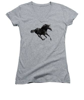 Running Horse Women's V-Neck T-Shirts
