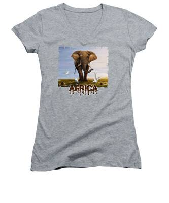 Little Egret Women's V-Neck T-Shirts