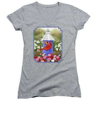 Blue Cardinal Flower Women's V-Neck T-Shirts