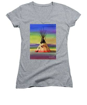 Teepees Women's V-Neck T-Shirts